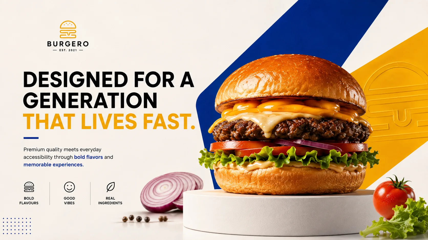 Burgero — Logo and Branding packaging & visual design mockup 3 by Raghav Chopra